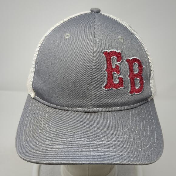 EB Logo Snapback Trucker Hat Gray One Size Adjustable Mesh Back Port Authority - Picture 2 of 9